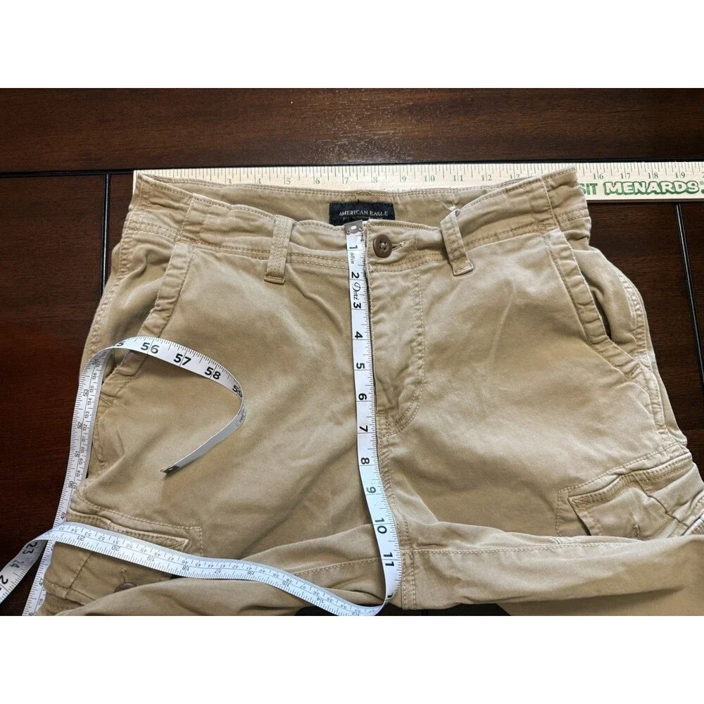 🔥American Eagle Cargo Shorts Mens 30 Khaki Beige Classic Y2K Extreme Flex